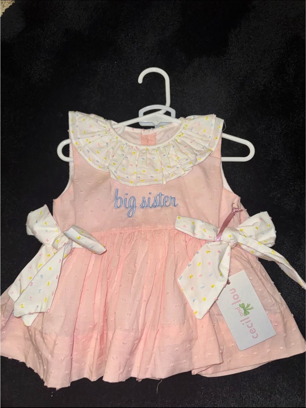 Ceci n'Olive Pink "Big Sister" Ruffle Collar Dress for Kids